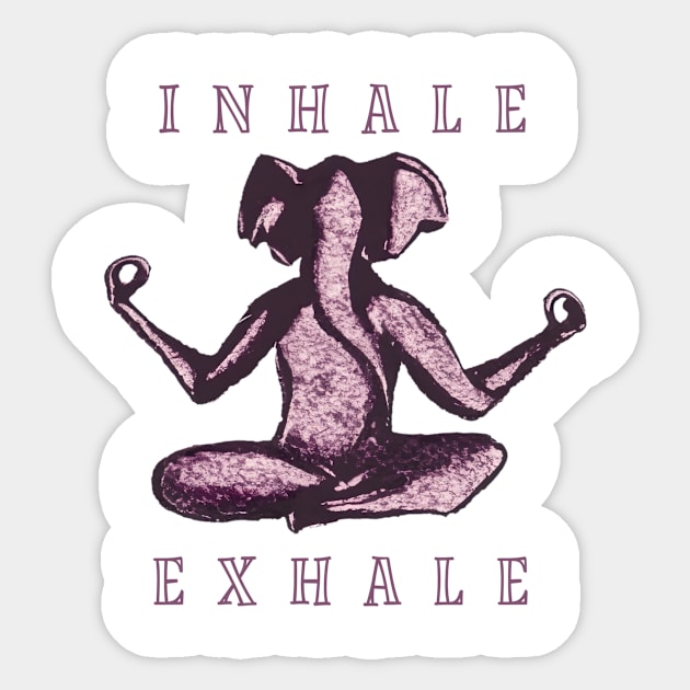 Inhale Exhale Pink Elephant Sticker by TomiTee